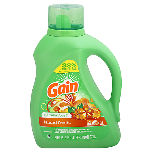 Gain Aroma Boost Liquid Laundry Detergent, Island Fresh Scent, 64 Loads, 100 Fl Oz, HE Compatible