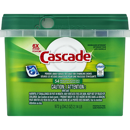 Cascade Dishwasher Detergent, Fresh Scent, Action Pacs