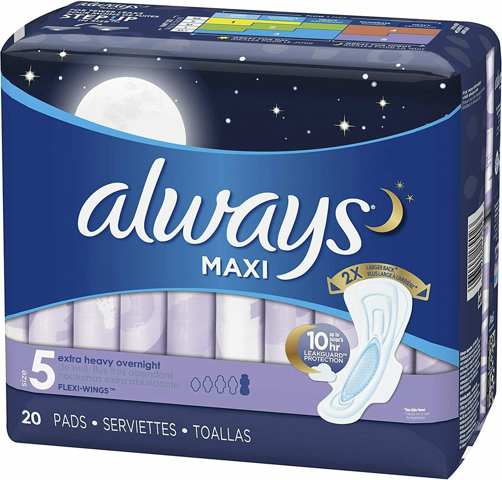 Always Maxi Extra Heavy Overnight Pads With Wings, Size 5