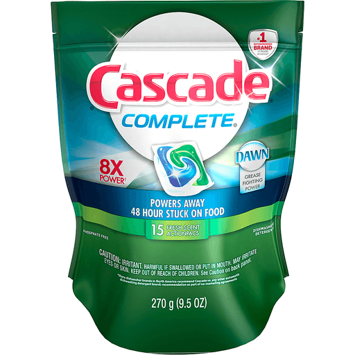 Cascade Complete Fresh Scent Dishwasher Detergent 9.5 Oz. Bag