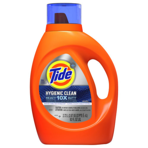 Tide + Hygienic Clean Heavy 10x Duty Liquid Laundry Detergent, HE Compatible Original Scent, 92 Fl Oz