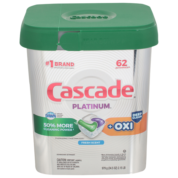 Cascade Dishwasher Detergent, Fresh Scent, ActionPacs 34.5 Oz