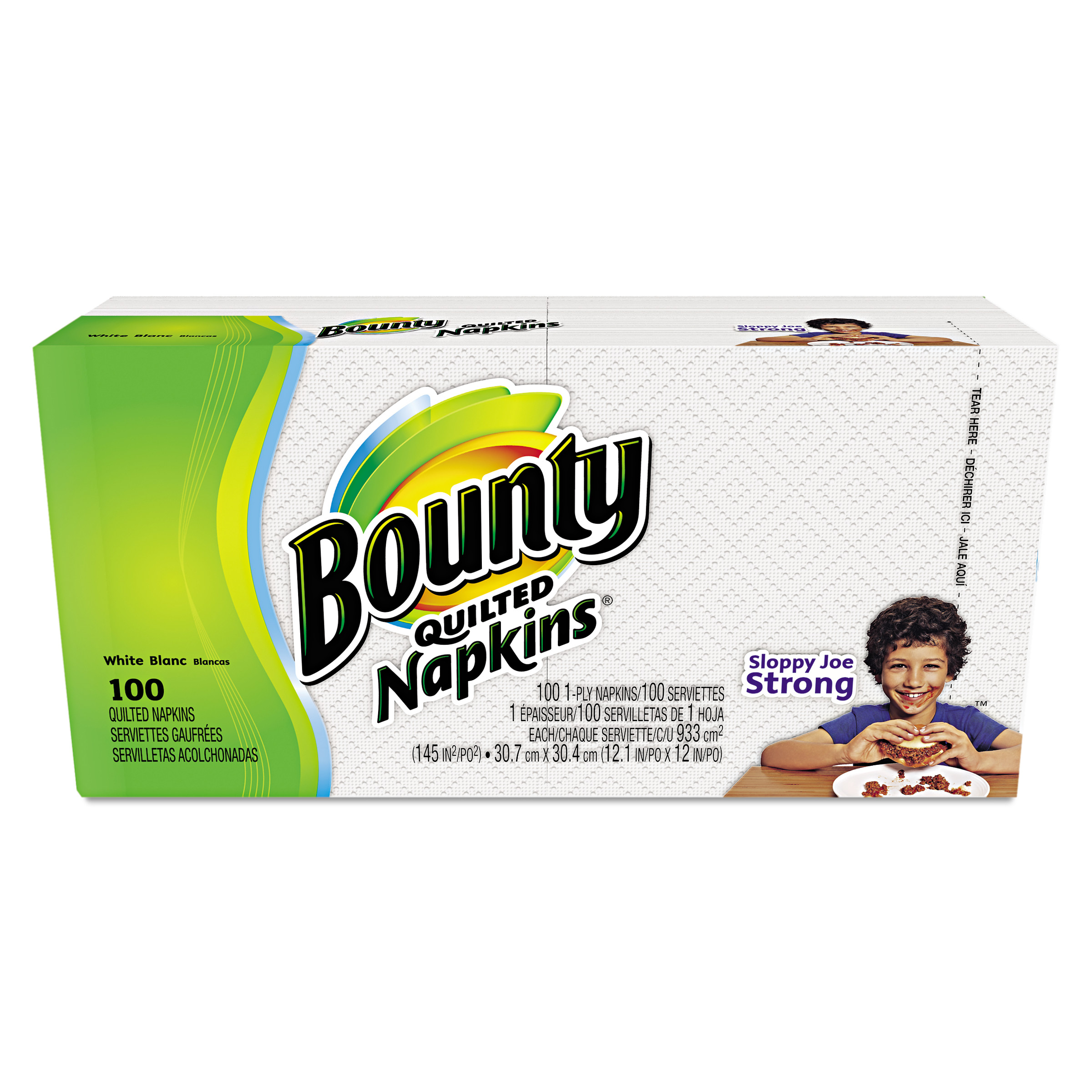 Bounty Quilted Napkins, 1-Ply, 12.1 X 12, White, 100/Pack, 20 Packs Per Carton