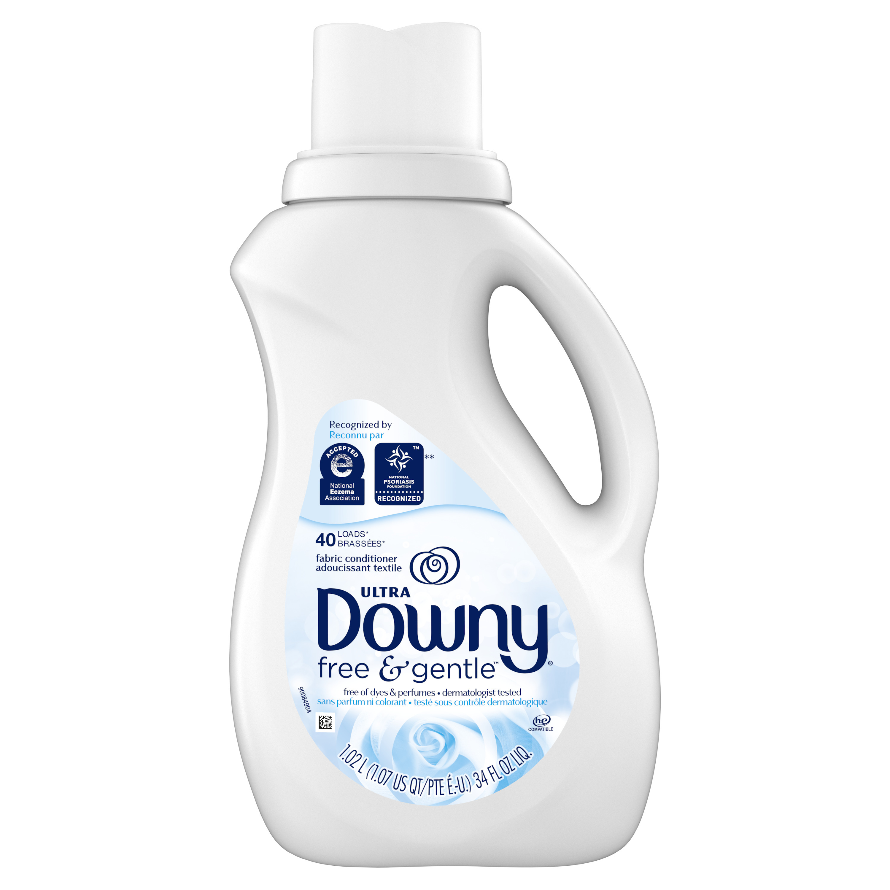 Downy Ultra Liquid Fabric Conditioner (Fabric Softener), Free & Gentle, 40 Loads 34 Fl Oz