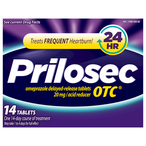 Prilosec OTC 20 Mg Acid Reducer Tablets To Relieve Heartburn