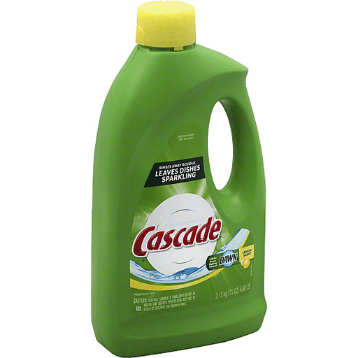 Cascade Gel Dishwasher Detergent, With Clorox, Lemon Scent, 75 Fl Oz