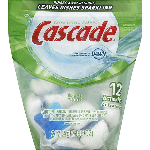 Cascade Dawn Fresh Scent Action Pacs Dishwasher Detergent 12 Ct Pouch