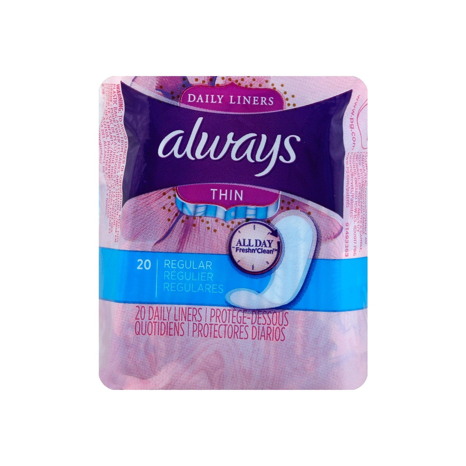 Always Thin No Feel Protection Regular Absorbency Daily Liners - Unscented