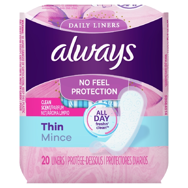 Always Thin, No Feel Protection Daily Liners Clean Scent, Regular Absorbency