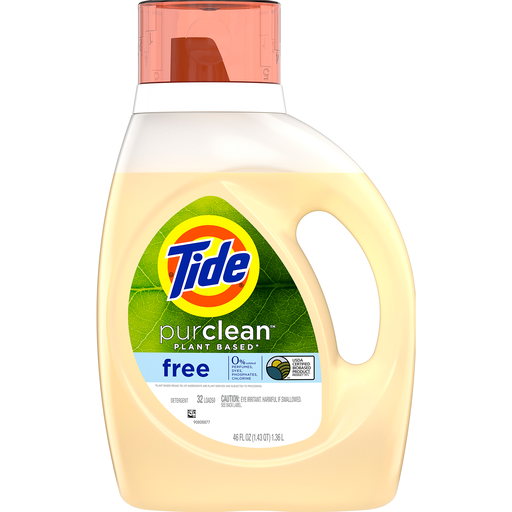 Tide Purclean, Plant-based Liquid Laundry Detergent, Unscented, 46 Fl. Oz. 32 Loads