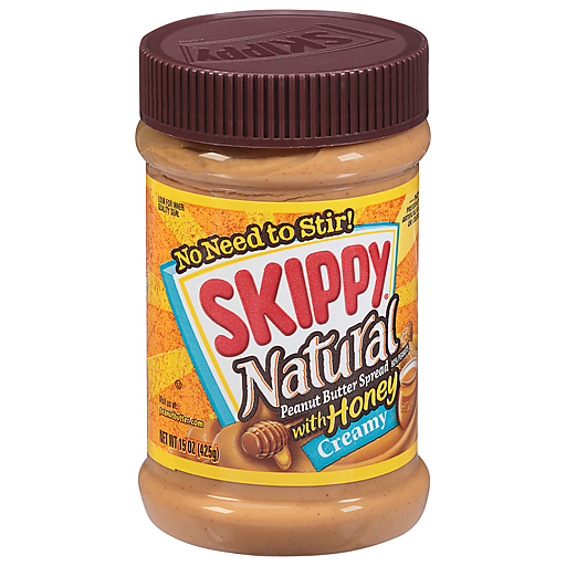 Skippy Natural Creamy Peanut Butter Spread With Honey 15 Oz. Jar