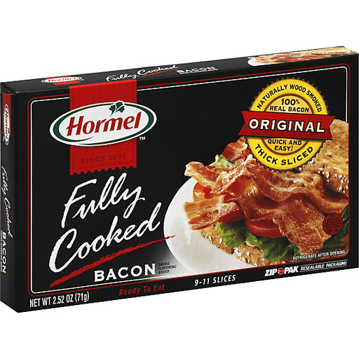 Hormel Black Label Fully Cooked Original 100% Real Thick Cut Bacon 2.52 Oz. Box