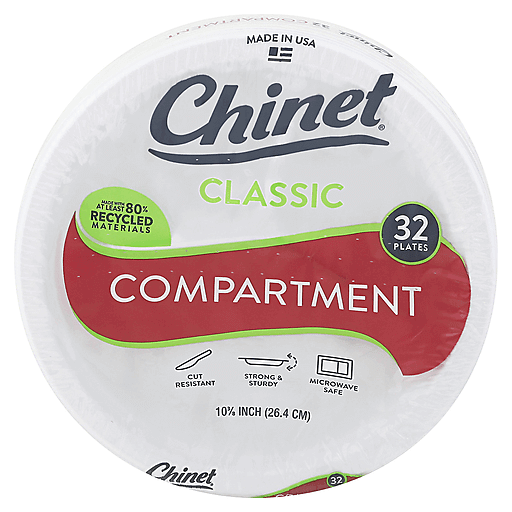 Chinet Dinner Compartment Classic White 10 3/8 Inch Plates