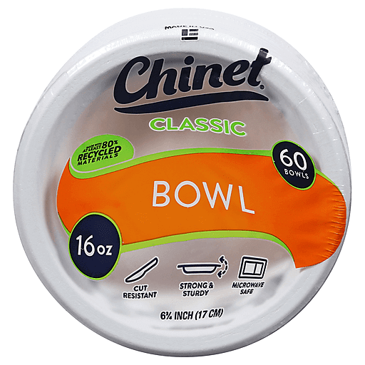 Chinet Classic White 16 Oz. Bowls 60 Ct Pack