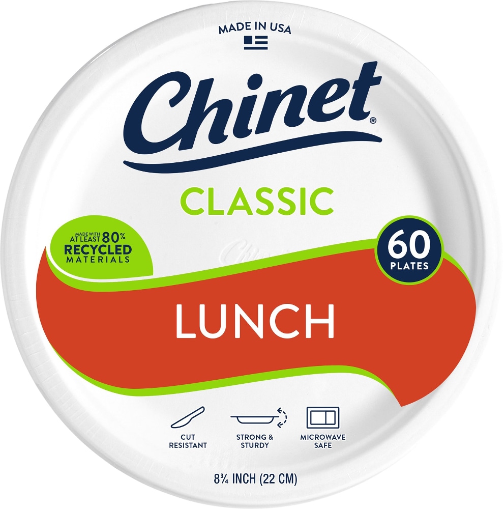 Chinet All Occasion Plates, 8.75 Inch, Classic White 60-Ct