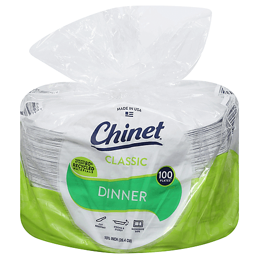 Chinet Classic White 10.38" Dinner Plates 100 Ct Pack