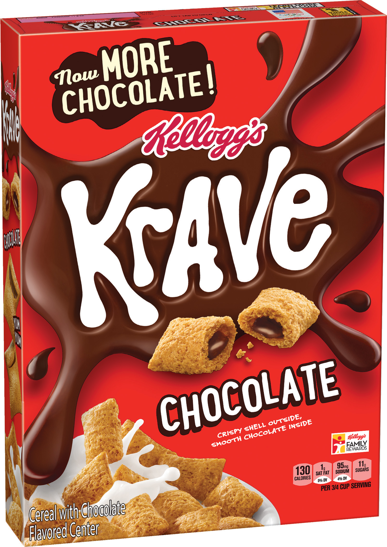 Krave Kellogg’s Breakfast Cereal, Chocolate, Good Source Of Fiber, 11.4 Oz Box