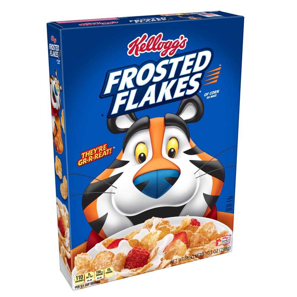 Frosted Flakes Kellogg's Breakfast Cereal, Fat-Free, 10.5 Oz Box