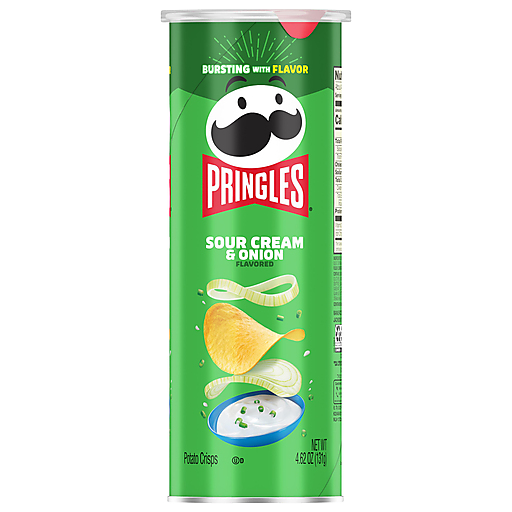 Pringles Potato Crisps Chips, Sour Cream And Onion, 4.62 Oz