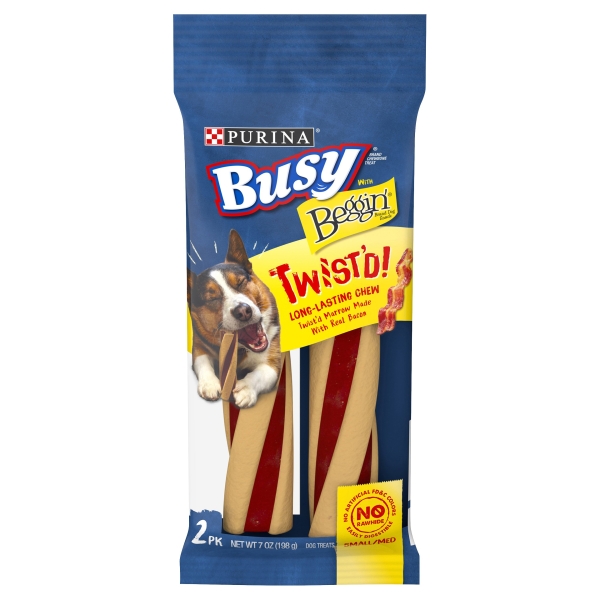 Busy Purina With Beggin' Made In Usa Facilities Small/Medium Breed Dog Treats, Twist'd 2 Ct. Pouch