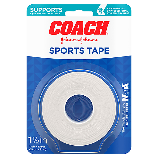 Johnson & Johnson Coach Sports Tape, Breathable Cloth Tape To Support Protect Joints, For Fingers, Wrists, Ankles, 1.5 Inches By 10 Yards
