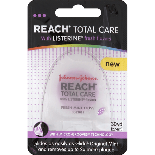 Reach Total Care Floss, With Listerine, Fresh Mint