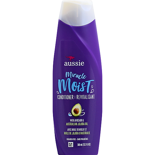 Aussie Paraben Free Miracle Moist Conditioner W/ Avocado & Jojoba Oil For Dry Hair, 12.1 Fl Oz