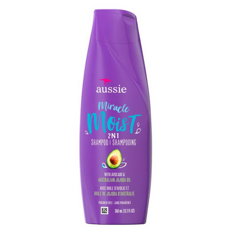 Aussie Aussome Volume For Dry Hair – Paraben-Free Miracle Moist 2 In 1 W/ Avocado & Jojoba 12.1 Fl Oz