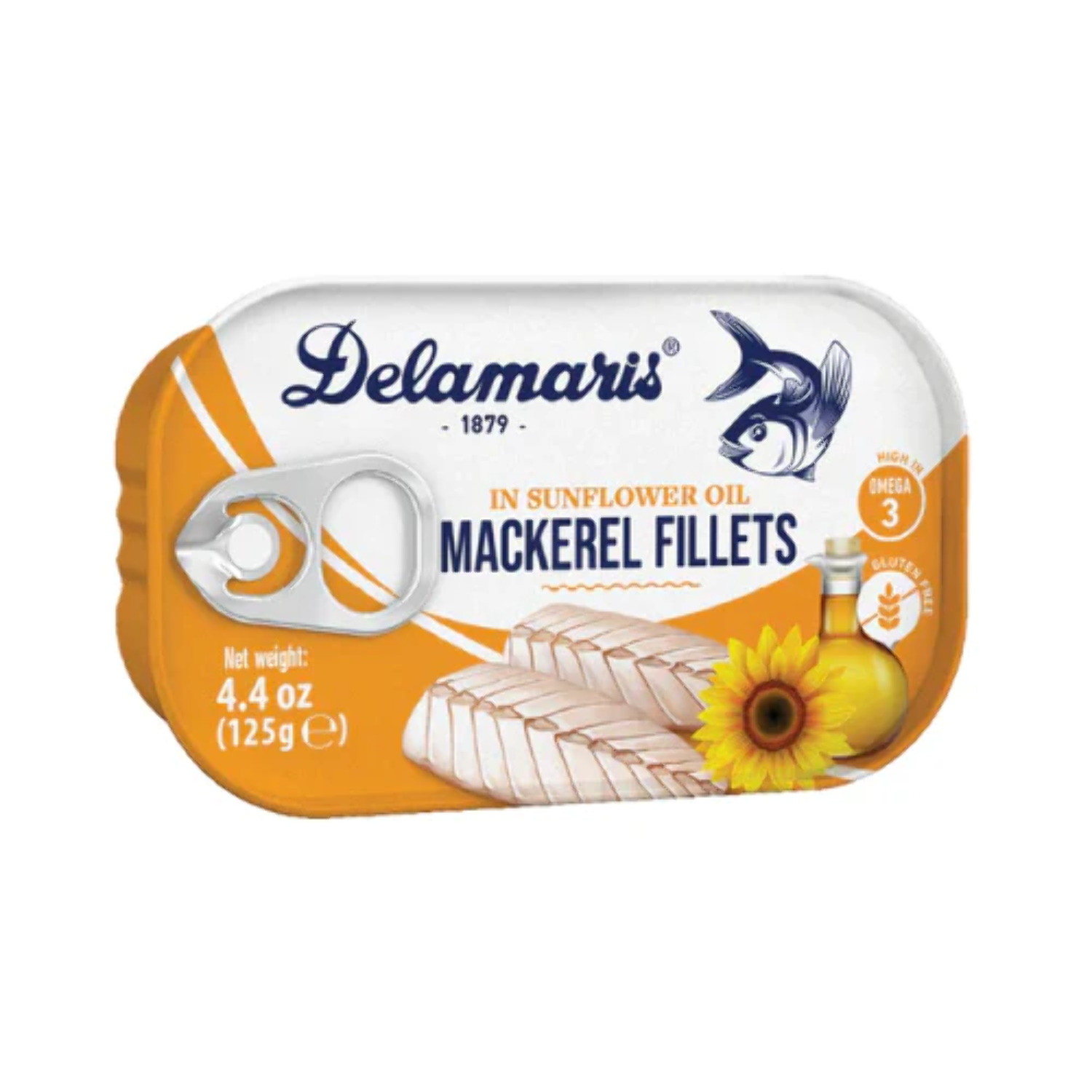 Delamaris Mackerel Fillets In Sunflower Oil 125g