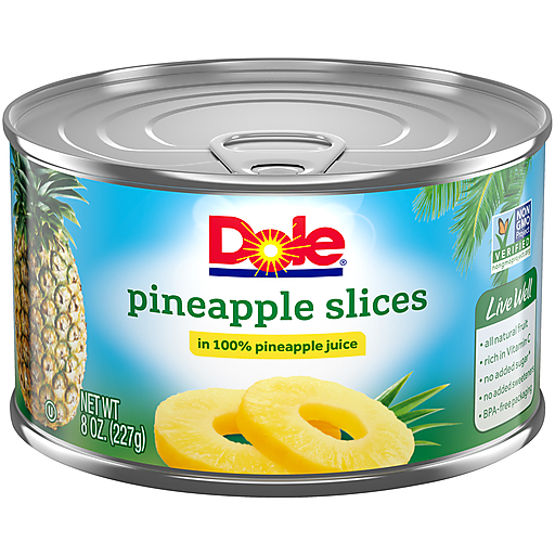 Dole Pineapple Slices In 100% Juice 8 Oz