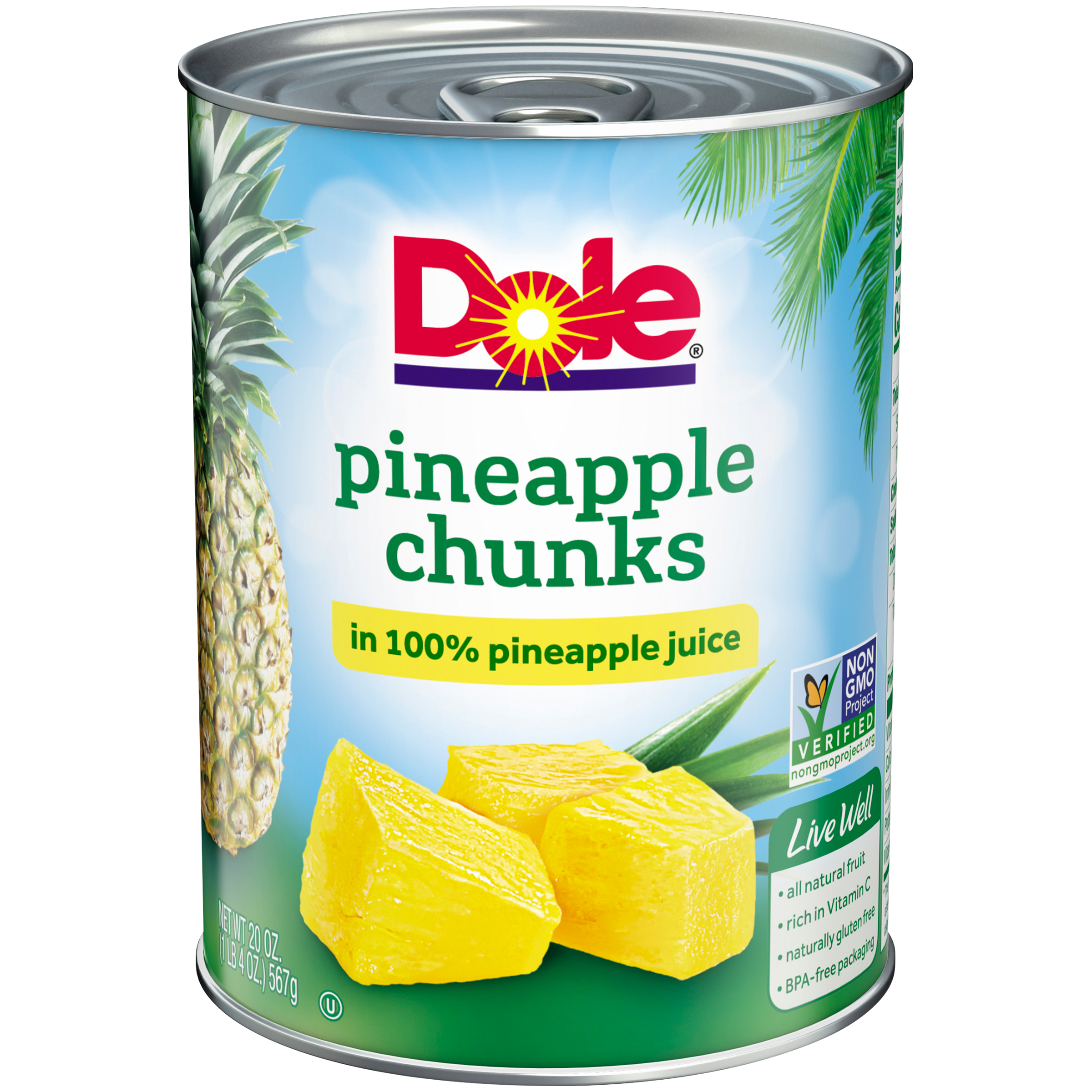 Dole Pineapple, Chunks, In 100% Pineapple Juice