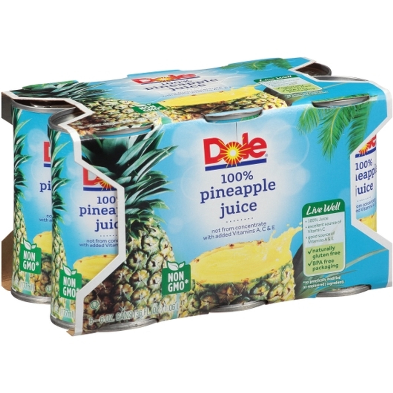 Dole 100% Pineapple Juice - 6pk/6 Fl Oz Cans