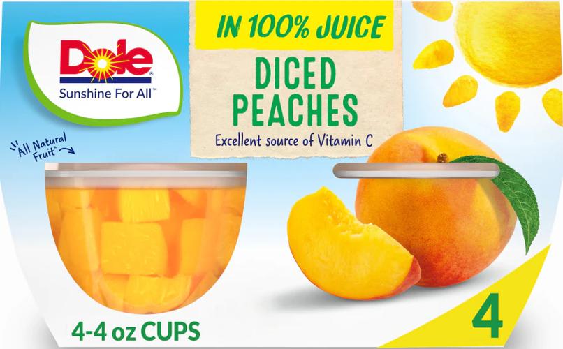 Dole Packaged Foods Diced Peach Cups In 100% Fruit Juice