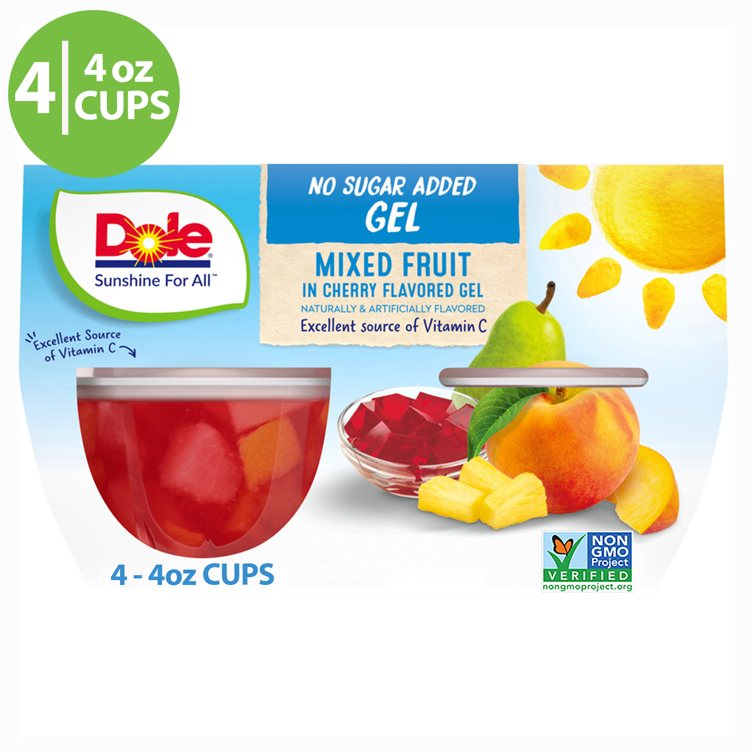 Dole Sugar Free Mixed Fruit In Cherry Gel Cups
