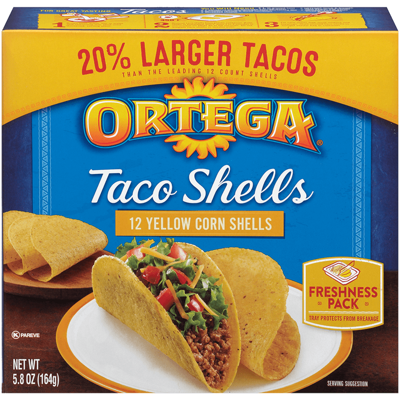 Ortega Yellow Corn Taco Shells, Kosher, 5.8 OZ Box