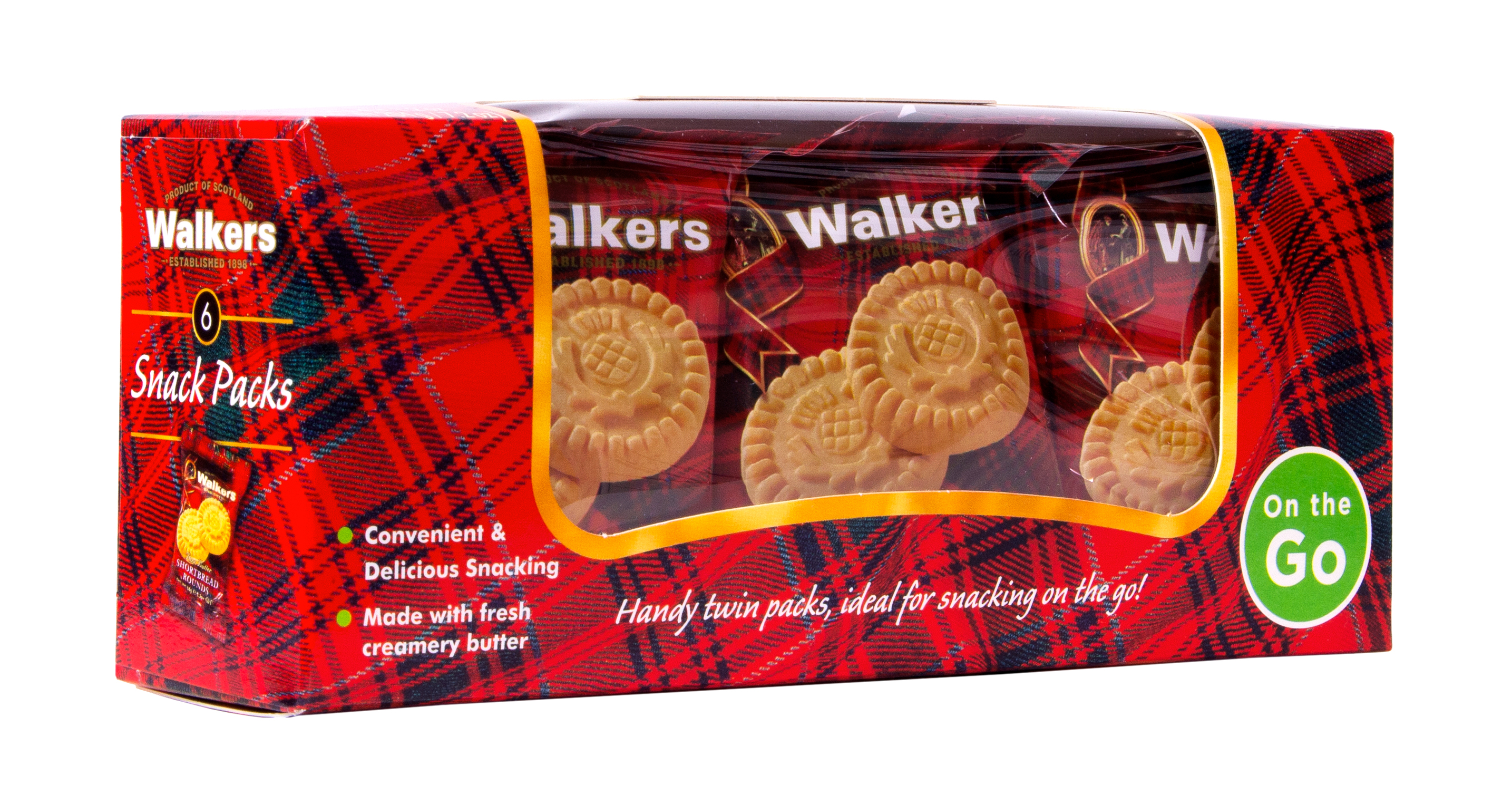 Walkers Shortbread Rounds, Pure Butter, Snack Packs