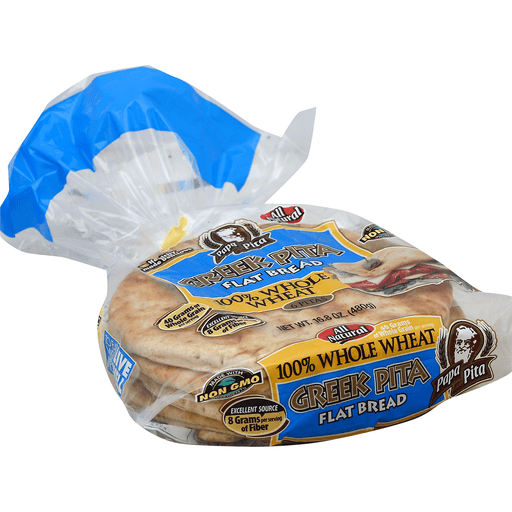 Papas Flat Bread, Greek Pita, 100% Whole Wheat