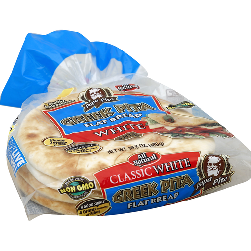 Papas Flat Bread, Greek Pita, Classic White