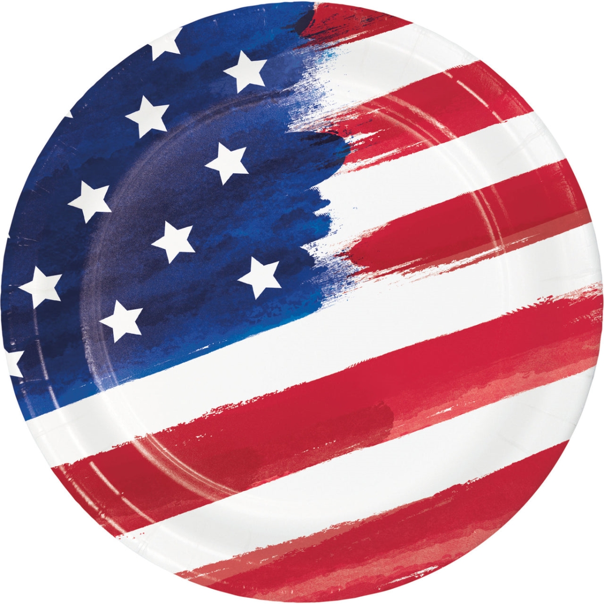 Creative Converting 362881 Painterly Patriotic Dinner Round Paper Plate
