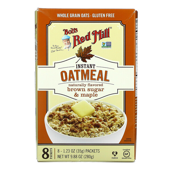 Bob's Red Mill Instant Oatmeal Gluten Free Packets Brown Sugar Maple - Case Of 4-9.88 OZ