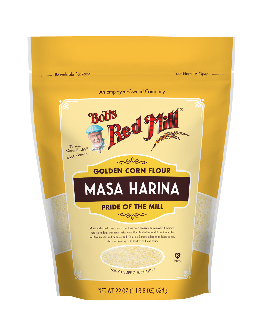 Bob's Red Mill Golden Masa Harina Corn Flour 22 Oz Pouch 4ct Case