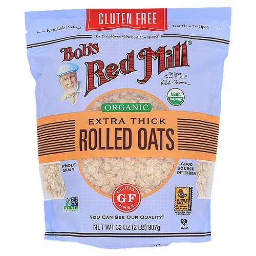 Bob's Red Mill Gluten Free Organic Extra Thick Rolled Oats 32 Oz Pouch - 4ct Case