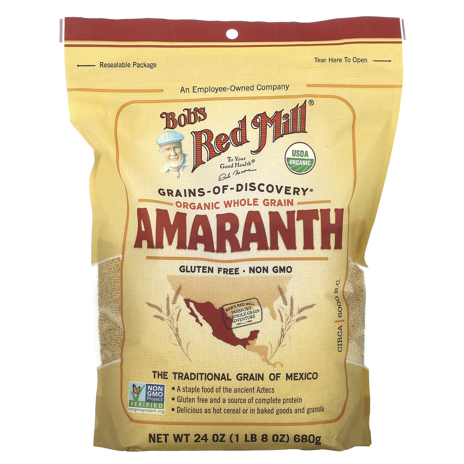 Bob's Red Mill Organic Whole Grain Amaranth 24 Oz Pouch 4ct Case