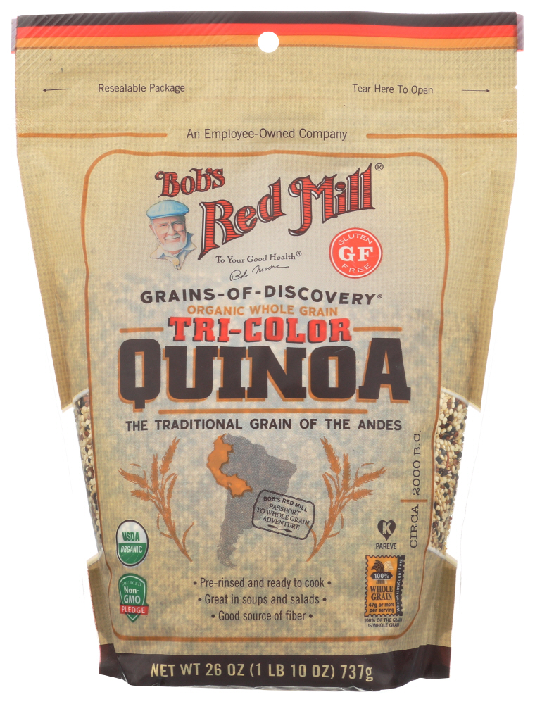 Bob's Red Mill Organic Whole Grain Tri Color Quinoa Case Of 4 26 OZ