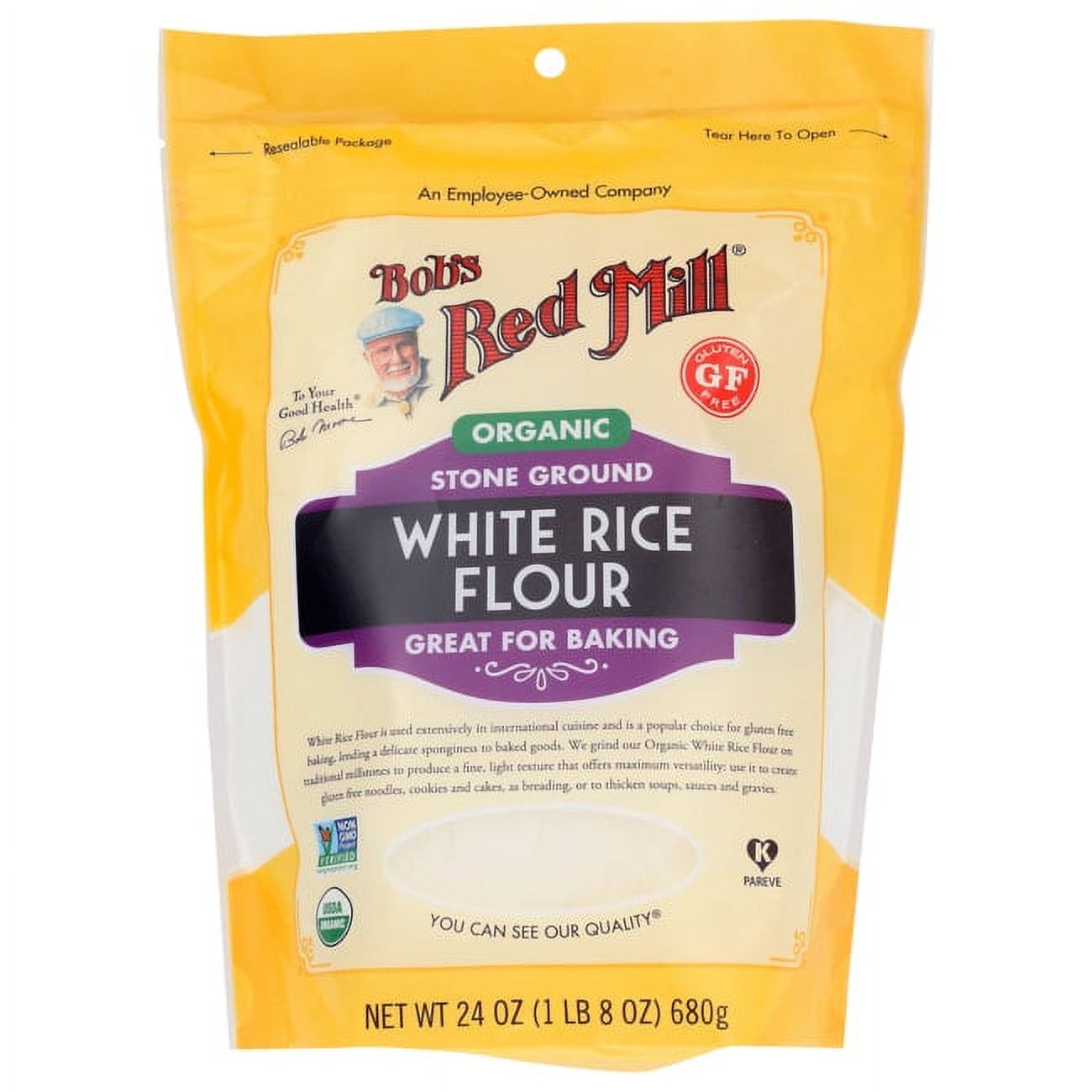 Bob's Red Mill Organic White Rice Flour 24 Oz Pouch - 4ct Case