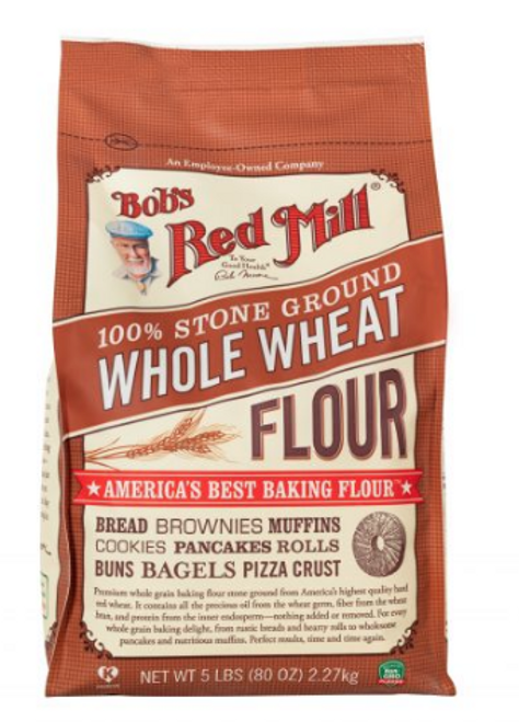 Bob's Red Mill Whole Wheat Flour, Organic, 100% Stone Ground 5 Lb