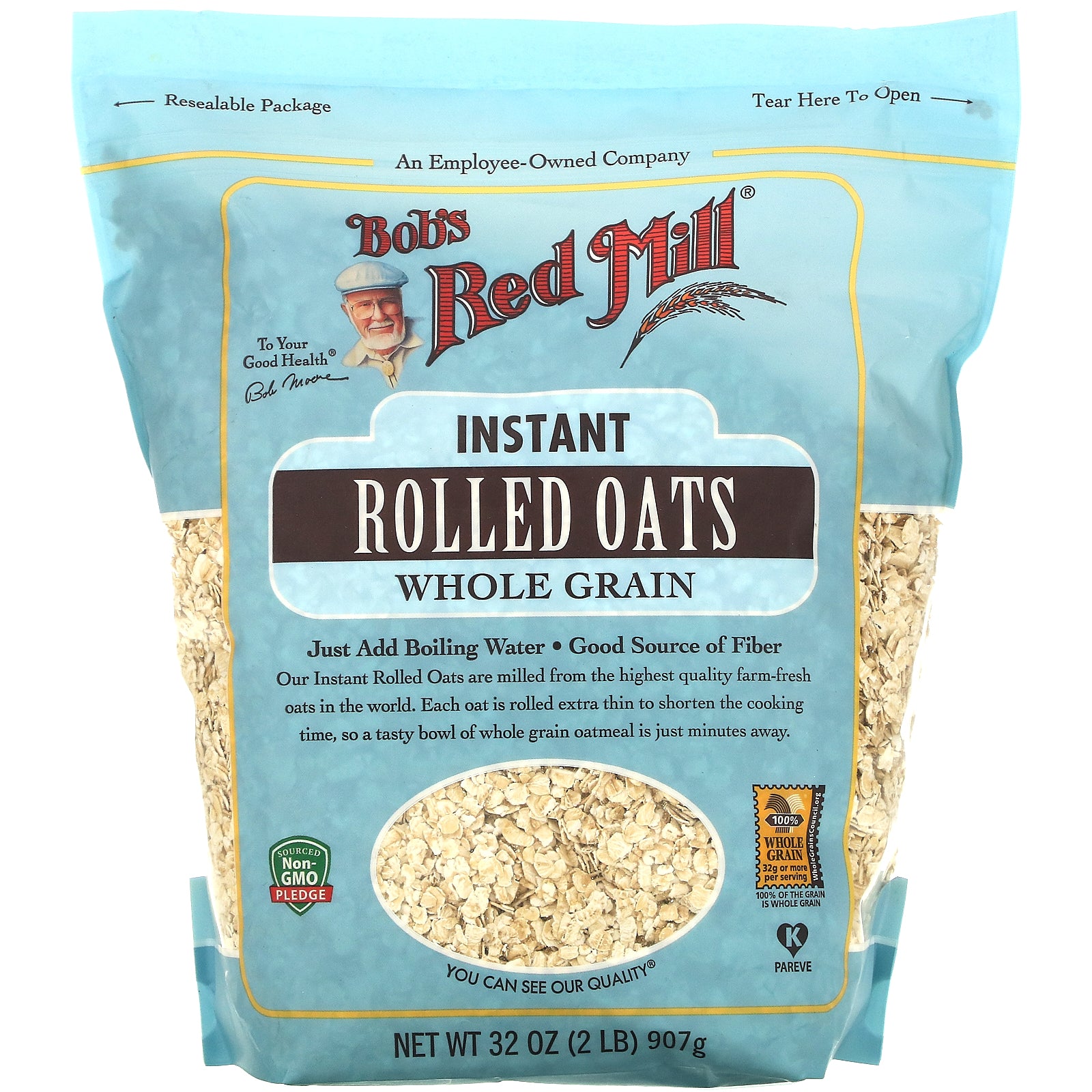 Bob's Red Mill Rolled Oats, Instant, Whole Grain 32 Oz