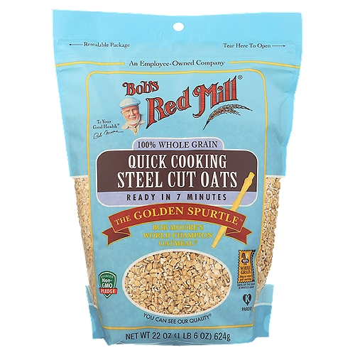 Bob's Red Mill Quick Cooking Steel Cut Oats 22 Oz Pouch 4ct Case
