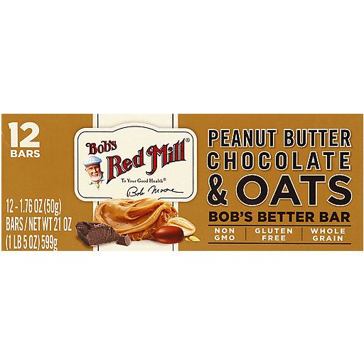 Bob's Red Mill Peanut Butter Chocolate & Oats Bar 1.76 Oz Wrapper