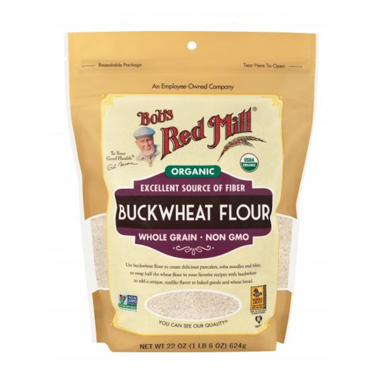 Bob's Red Mill Flour, Organic, Whole Grain, Buckwheat 22 Oz